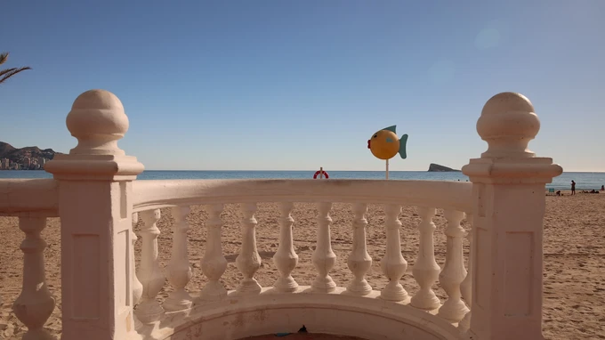 Beach View with Fish Sculpture