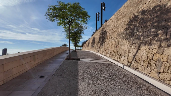 Stone Pathway Along City Wall