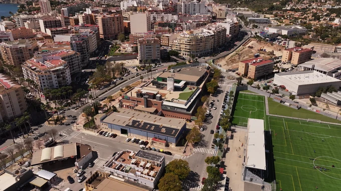 Urban Landscape with Sports Field