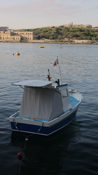 Serene Boat on a Calm Waterway