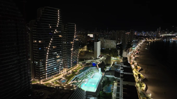 Night Cityscape with Illuminated Buildings