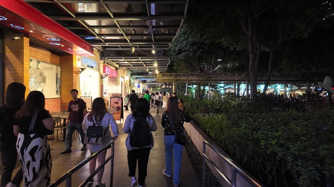 Evening Walk in a City Mall