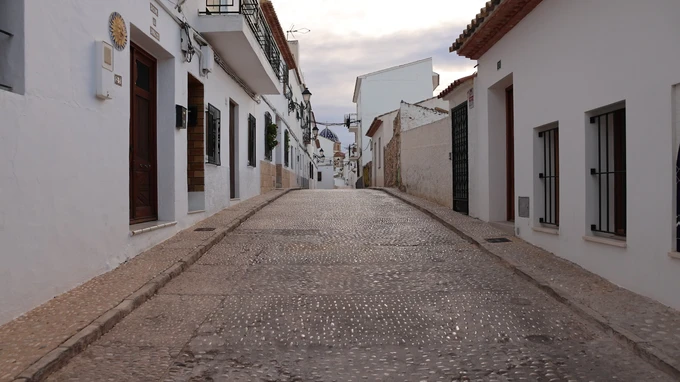 Cobblestone Street in a Quaint Town