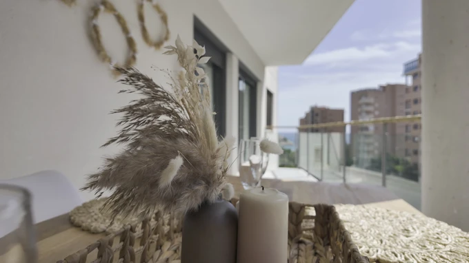 Balcony View with Decorative Vase