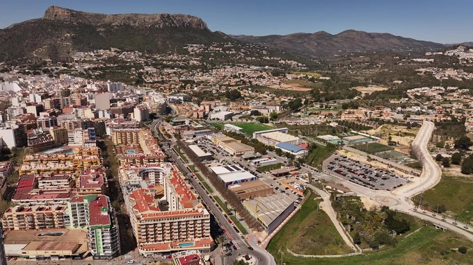 Aerial View of a Cityscape and Landscape