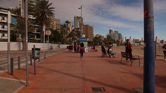 Bustling Beachfront Walkway