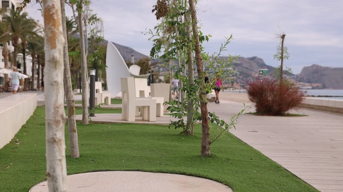 Coastal Walkway with Modern Sculptures