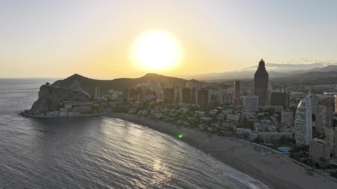 Sunset Over Coastal Cityscape