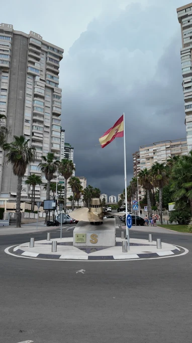 City Roundabout with Flag
