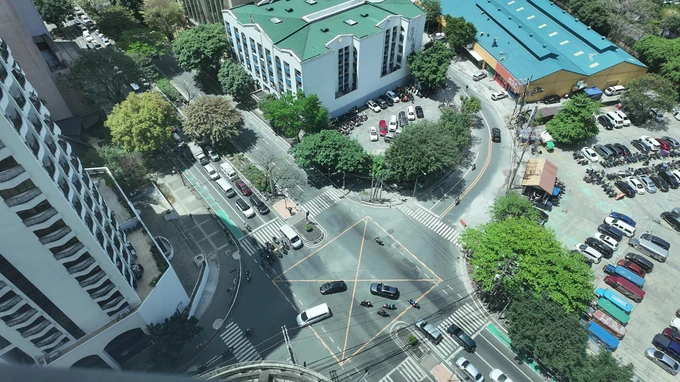 Aerial View of Urban Intersection